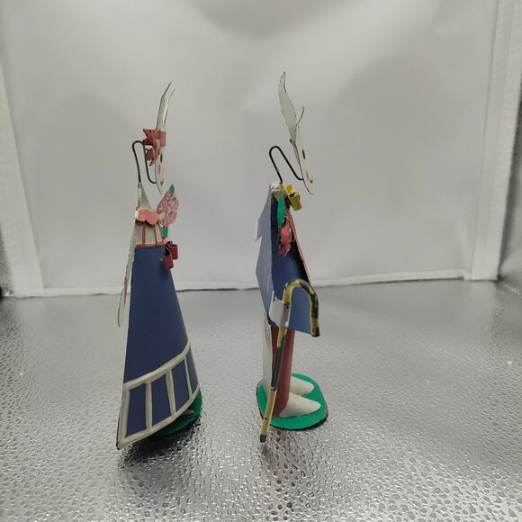 Department 56 Metal Easter Bunny Couple Figurines – Rustic Spring Decor 6 in - Picture 3 of 13